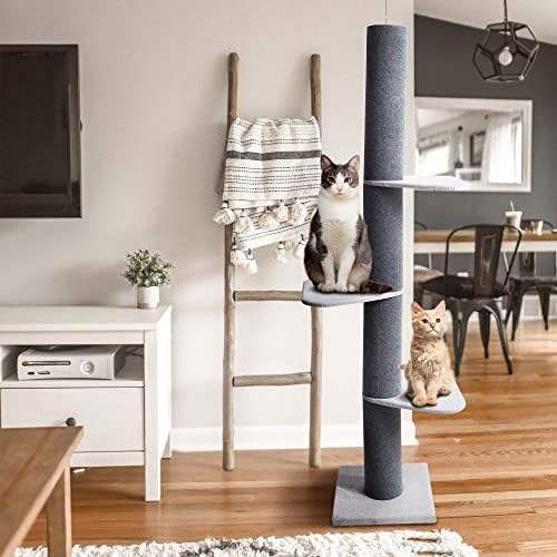 מקס ומארלו מודרני שלוש קומות חתול עץ / מתכוונן, מהרצפה עד התקרה, רב ברמת חתול מגדל / נהדר עבור טיפוס | יושב או מגרד / מתאים